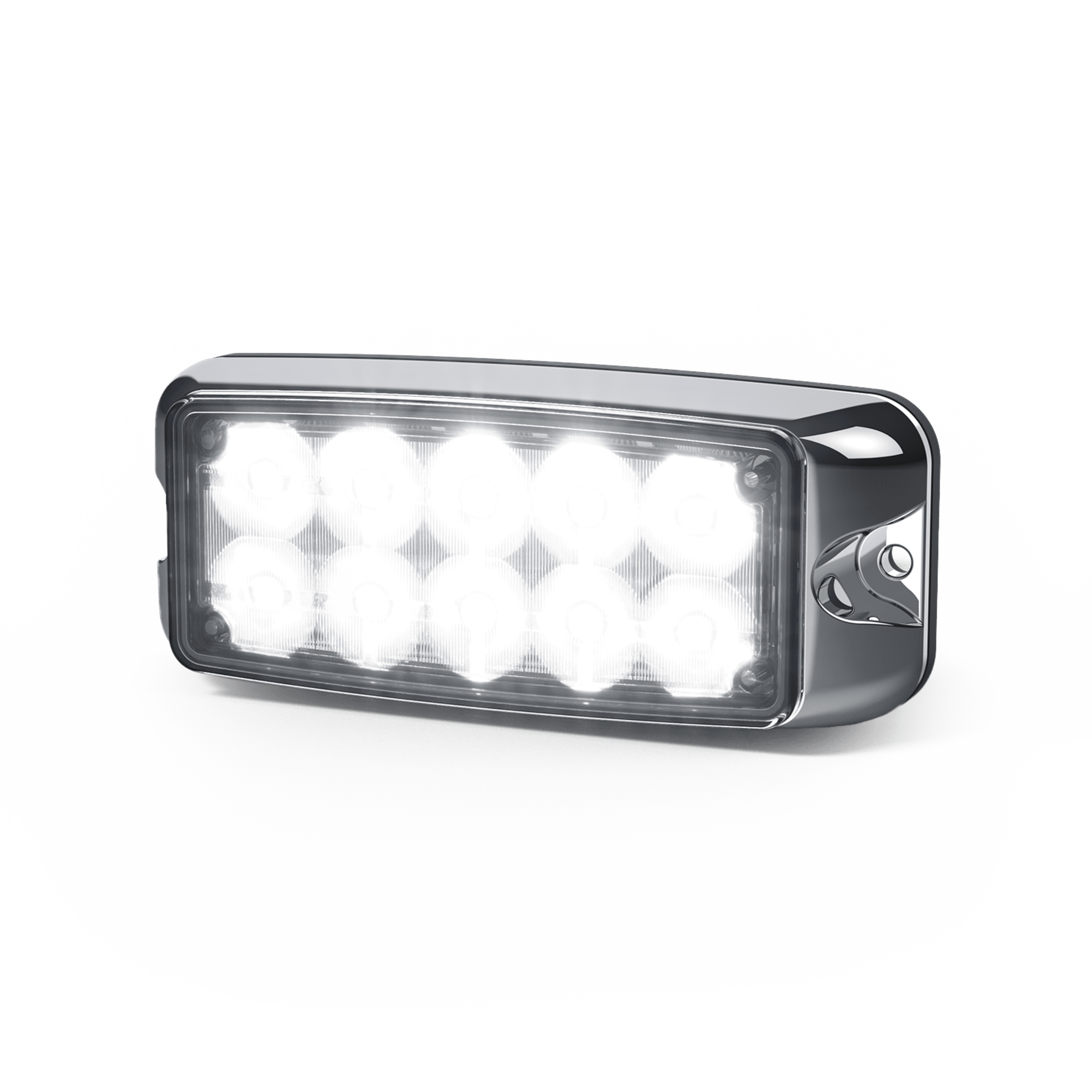 Luz De Advertencia De 5x2" 10 Led, Rojo/Claro, Bisel Cromado, Lente Transparente