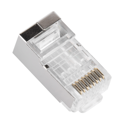 Bote con 100 Piezas de Plug Modular RJ45 Cat6 Blindado, Chapado de Oro a 30 Micras para Durabilidad Extrema SIN PIN de Tierra