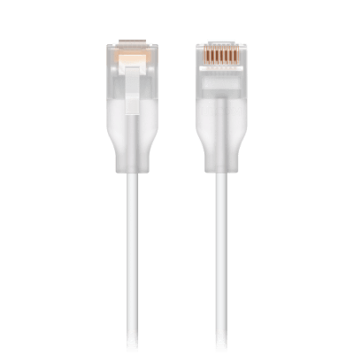 Patchcord UniFi Etherlighting? de 1 Metro (3.28 Pies), hasta 10GbE / Soporta hasta PoE+++ / Conector RJ45 Transparente para Mejores Efectos de Luz con Switches USW PRO MAX — UBIQUITI · SKU UACC-CABLE-PATCH-EL-1M-W