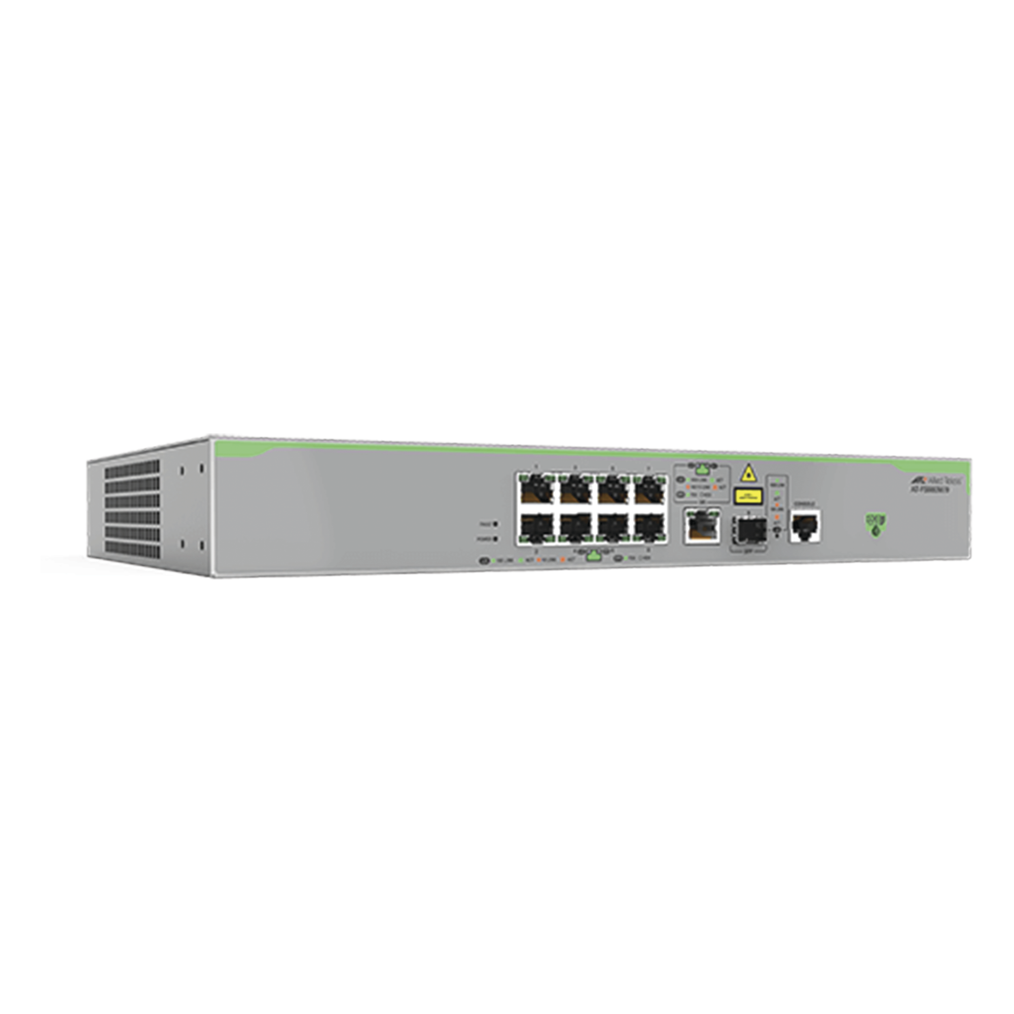 Switch Administrable CentreCOM FS980M, Capa 3 de 8 Puertos 10/100 Mbps + 1 puertos RJ45 Gigabit/SFP Combo — ALLIED TELESIS · SKU AT-FS980M/9-10