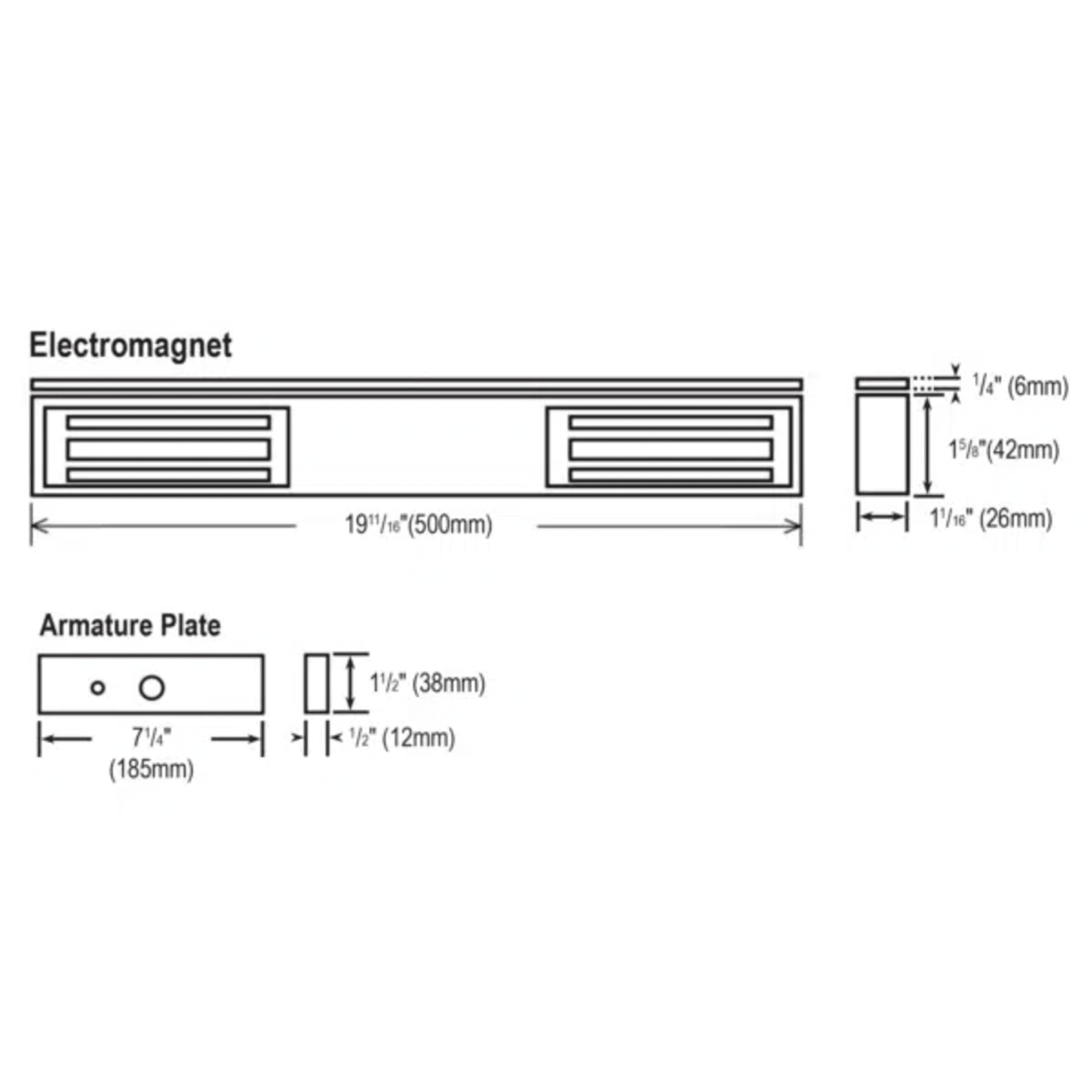 Chapa Magnética Doble 600 Lbs por Lado / Led de Estado / Libre de Magnetismo Residual / Sensor de Adherencia / UL