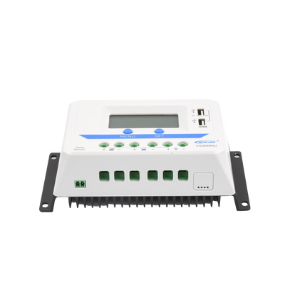Controlador Solar PWM / 30A / 12/24V/36/48V / Doble USB / Pantalla LCD / Tierra Positivo Común