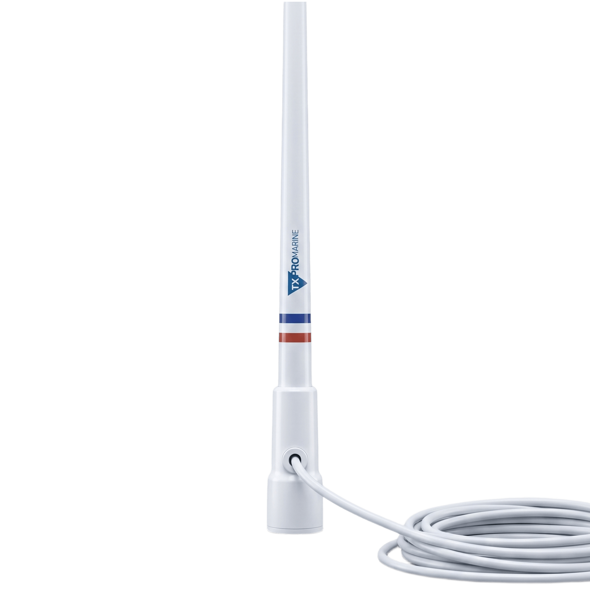 Antena Marina VHF / Fibra de Vidrio / 156-163 MHz / 6.5 dBi / Cable 10 m (32.8 ft) / PL-259 / Exterior IP67