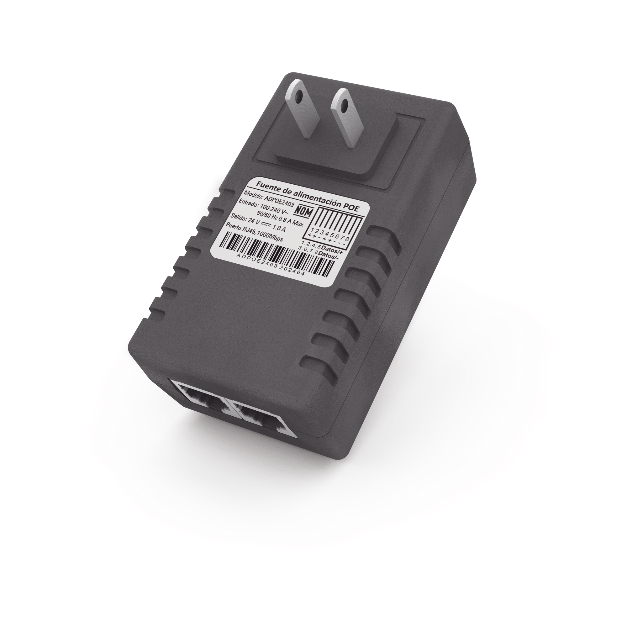 Adaptador de pared / Inyector PoE / 24 Vcc / 1 A / Controlado por chip IC / Protección contra OV, OC, SC, UV/ Fácil de instalar