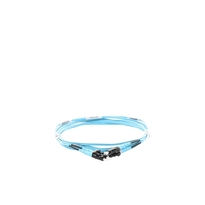 Jumper de Fibra Optica Multimodo 50/125 OM3, LC-LC Duplex, OFNR (Riser), Color Aqua, 3 Metros (9.84 Pies)