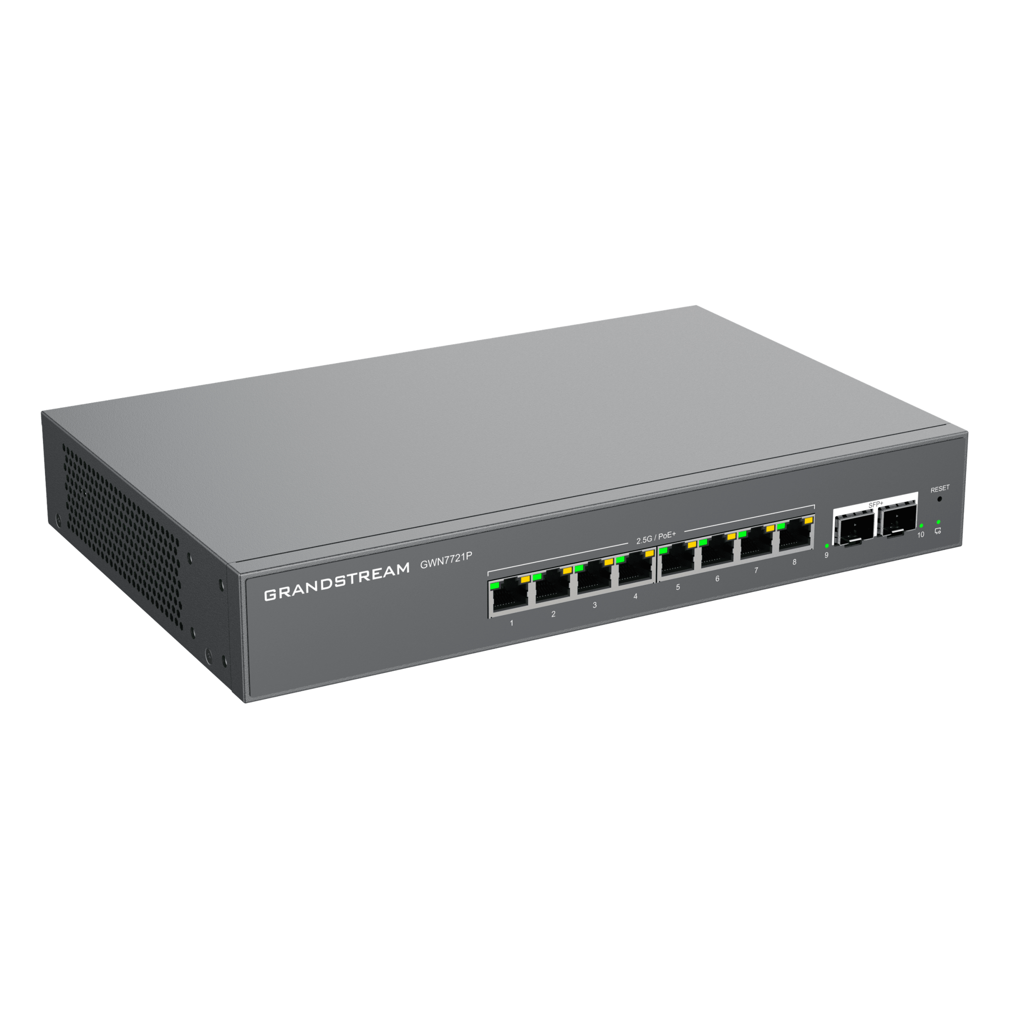 Switch L2 Lite Administrable de 10 Puertos / 8 Puertos Ethernet 2.5 Gbps / 2 Puertos SFP+ 10 Gbps / PoE+ 802.3af/at / VLAN 802.1Q / QoS / IGMP Snooping / Montaje Escritorio, Pared o Rack 19" (0.48 m)