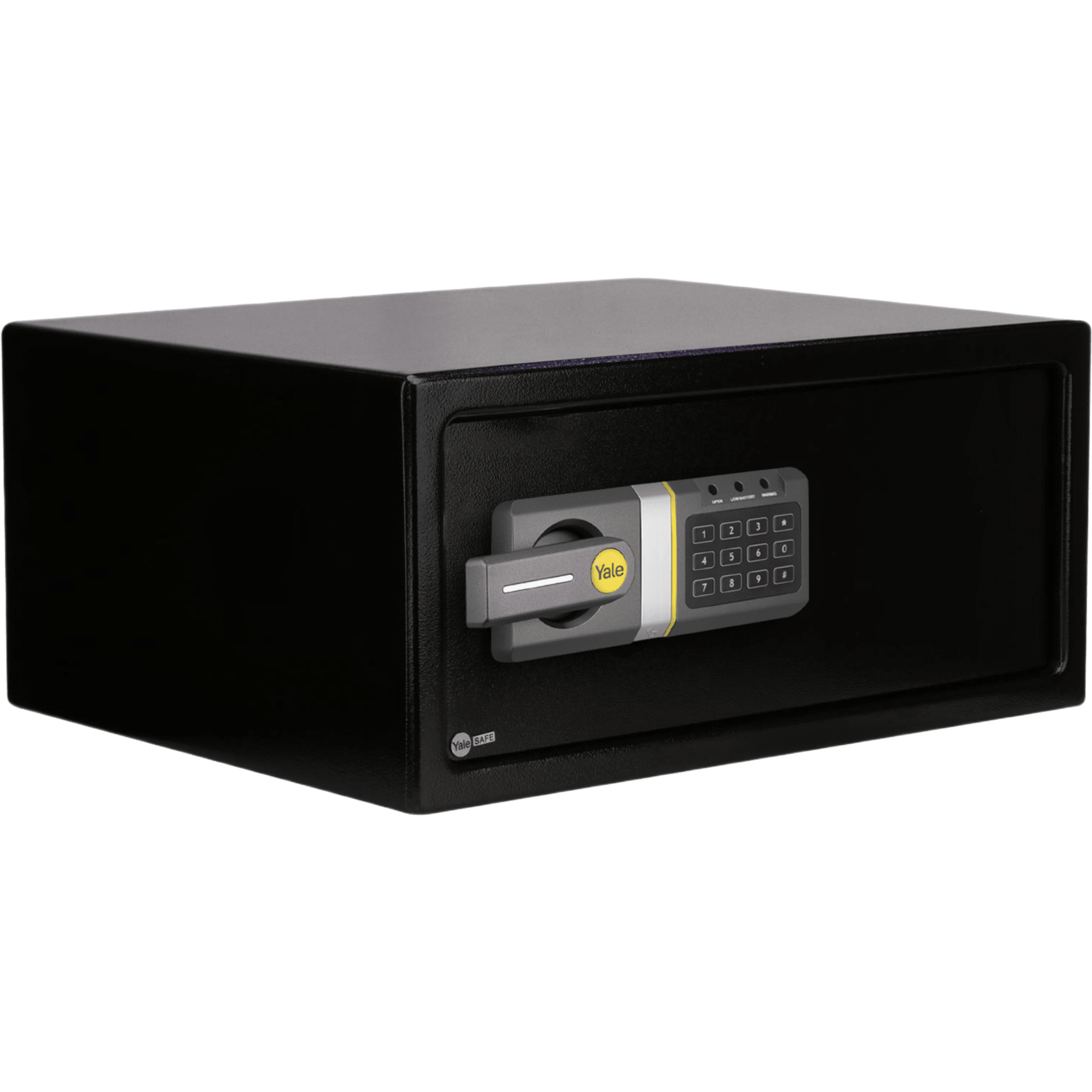 Caja Fuerte Electrónica Residencial / Apertura por Código 3-8 Dígitos / Llave de Emergencia / Puerta Acero Reforzado / Bloqueo 5 Minutos / Alimentación 4 Pilas AA / Indicadores LED — YALE-ASSA ABLOY · SKU MX86977