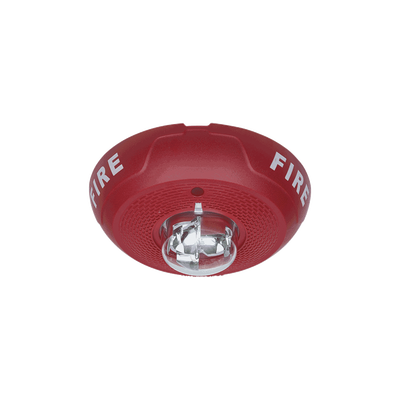 Sirena con Lámpara Estroboscópica, Montaje en Techo, Nivel de Candelas Seleccionable, Color Rojo, Nuevo Diseño Moderno y Elegante y Menor Consumo de Corriente 