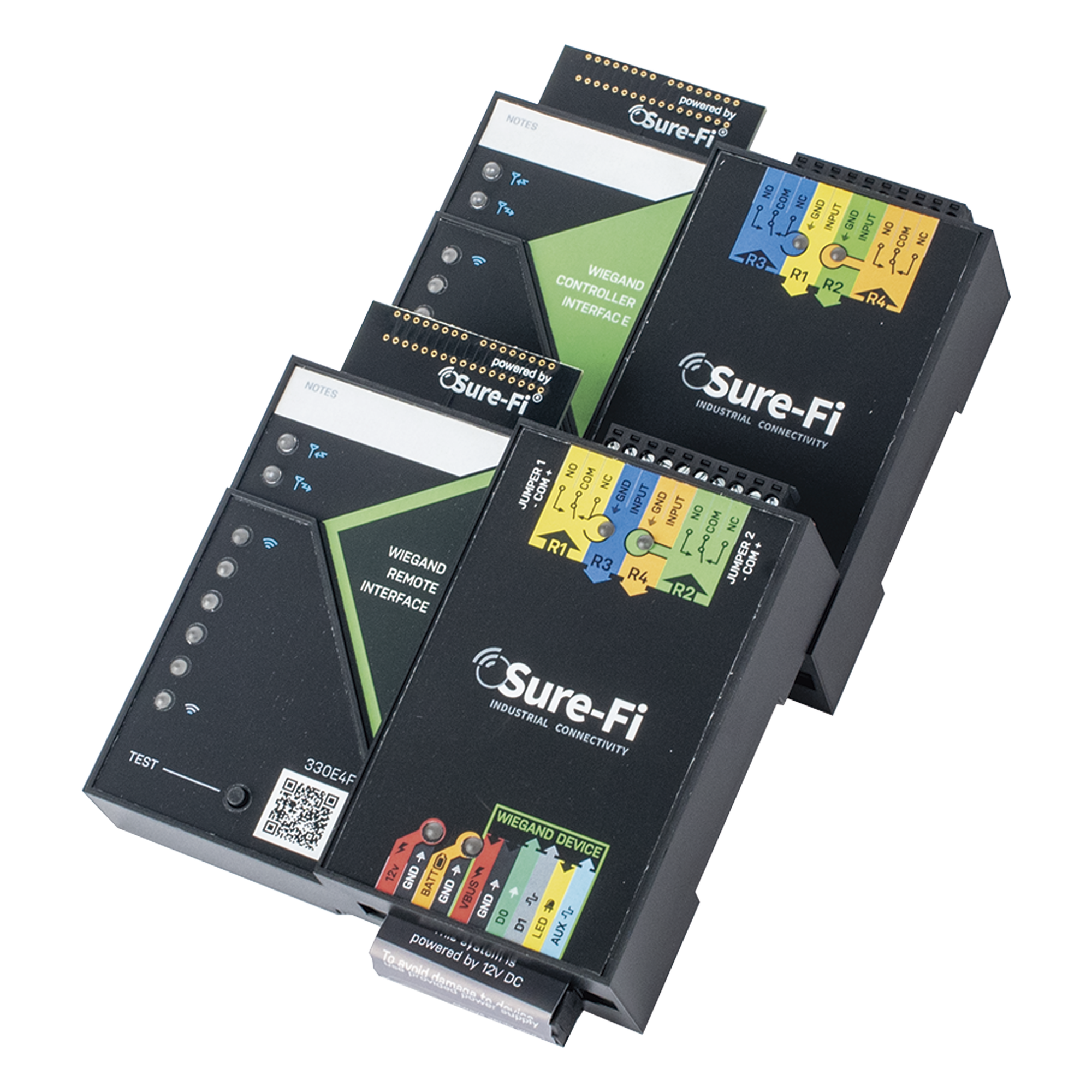 Convertidor de lectora para control de acceso (cableado a inalámbrico) / 1 Wiegand / 2 Relevadores / 2 Entradas / Atraviesa hasta 1.6 KM En Construcción o Material — Sure-Fi · SKU SFKDS004WIEGAND