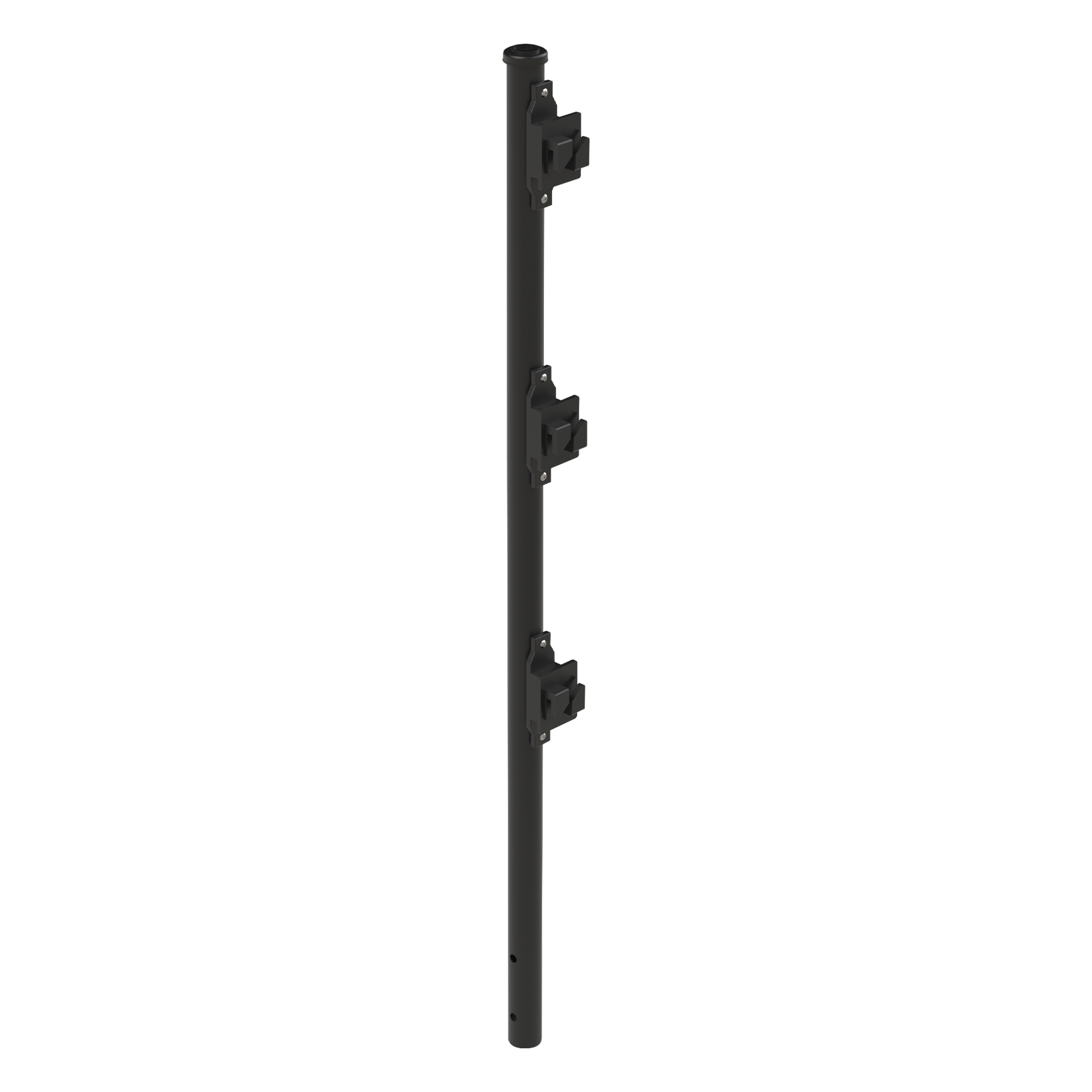 Poste de Paso Negro de 0.75m para Cerca Electrificada. Tubo Galvanizado cal. 18 de 1"Diam. con Tapón y 3 Aisladores Instalados. — EPCOM INDUSTRIAL · SKU SYS-POST-7B