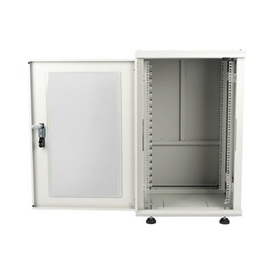 Gabinete Rackeable / 18 Unidades / 19 Pulgadas / Puerta de Cristal / Capacidad de Carga 750 Kg / Dimensiones 600x605x930 mm (23.6x23.8x36.6 in)
