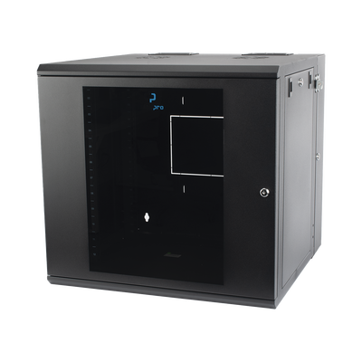 Gabinete Abatible de Pared (Con Marco Trasero) con Rack 19" de 12 Unidades. Ventana de Cristal Templado.