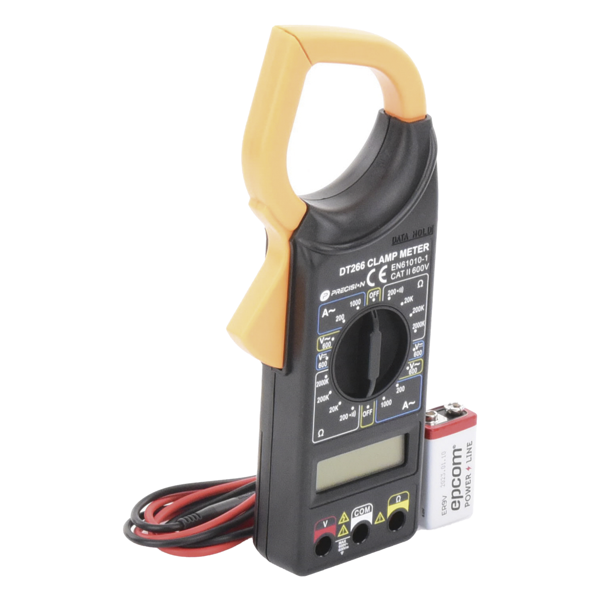 Multímetro Digital de Gancho / 600 V CA/CC / CAT II / 1000 A CA / Pinza 57 mm (2.09') / LCD 3-1/2 Dígitos