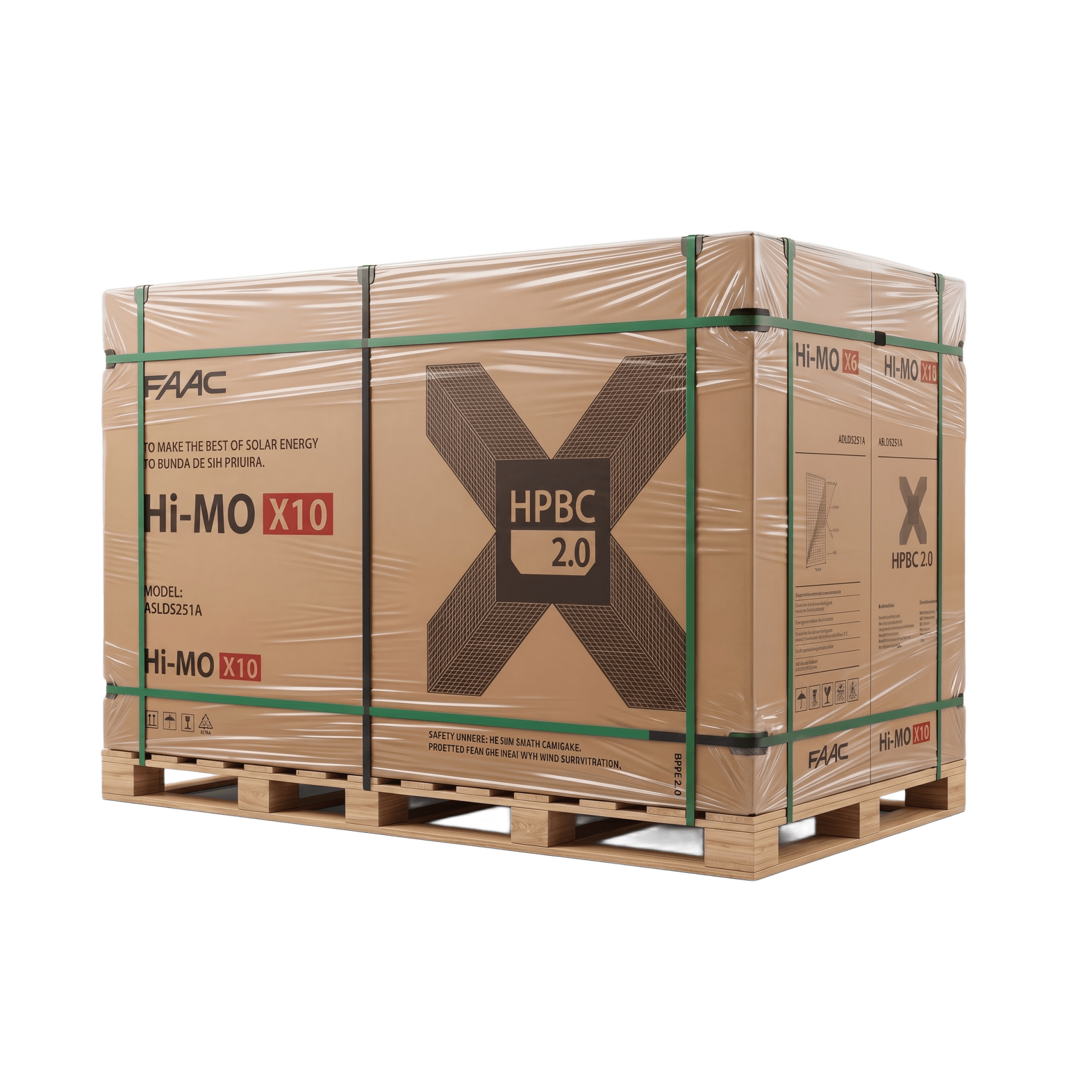 Pallet con 36 Módulo Solar LR760HVHL540M HI-MO X10 LIGHT DESIGN, 540 W, 44.88 Vcc, HPBC 2.0 — LONGI · SKU LR760HVHL540M/36PALLET