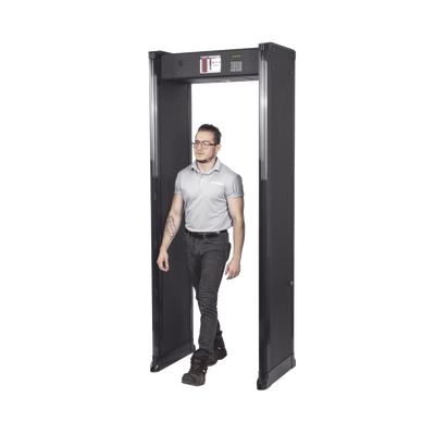 Arco Detector de Metales de 6 Zonas para Intemperie con Anclaje para Fijarse al Piso. Incluye Sensor IR para evitar falsas Alarmas / Certificado por la Administración Federal de Aviación de EE. UU. (FAA)
