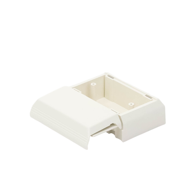 Caja Superficial Con Bisagras de Instalación a Presión, Para Canaletas T45, Material PVC Rígido, Color Blanco Mate