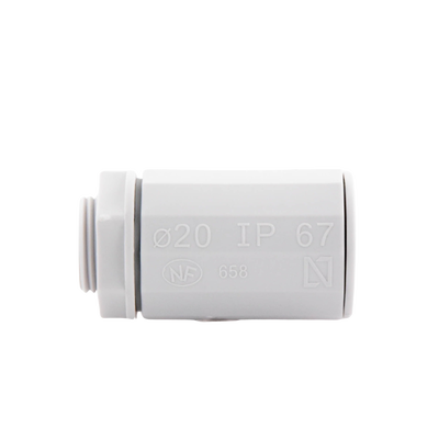 Conector de tubería rígida a caja (Racor), PVC Auto-extinguible, de 20 mm