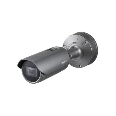 Cámara IP Tipo Bala Antivandálica 2MP / Lente Motorizado 2.8-12mm / IR 50M / WDR 150db / H.265 & WiseStream II — Hanwha Techwin Wisenet · SKU XNO-6080R
