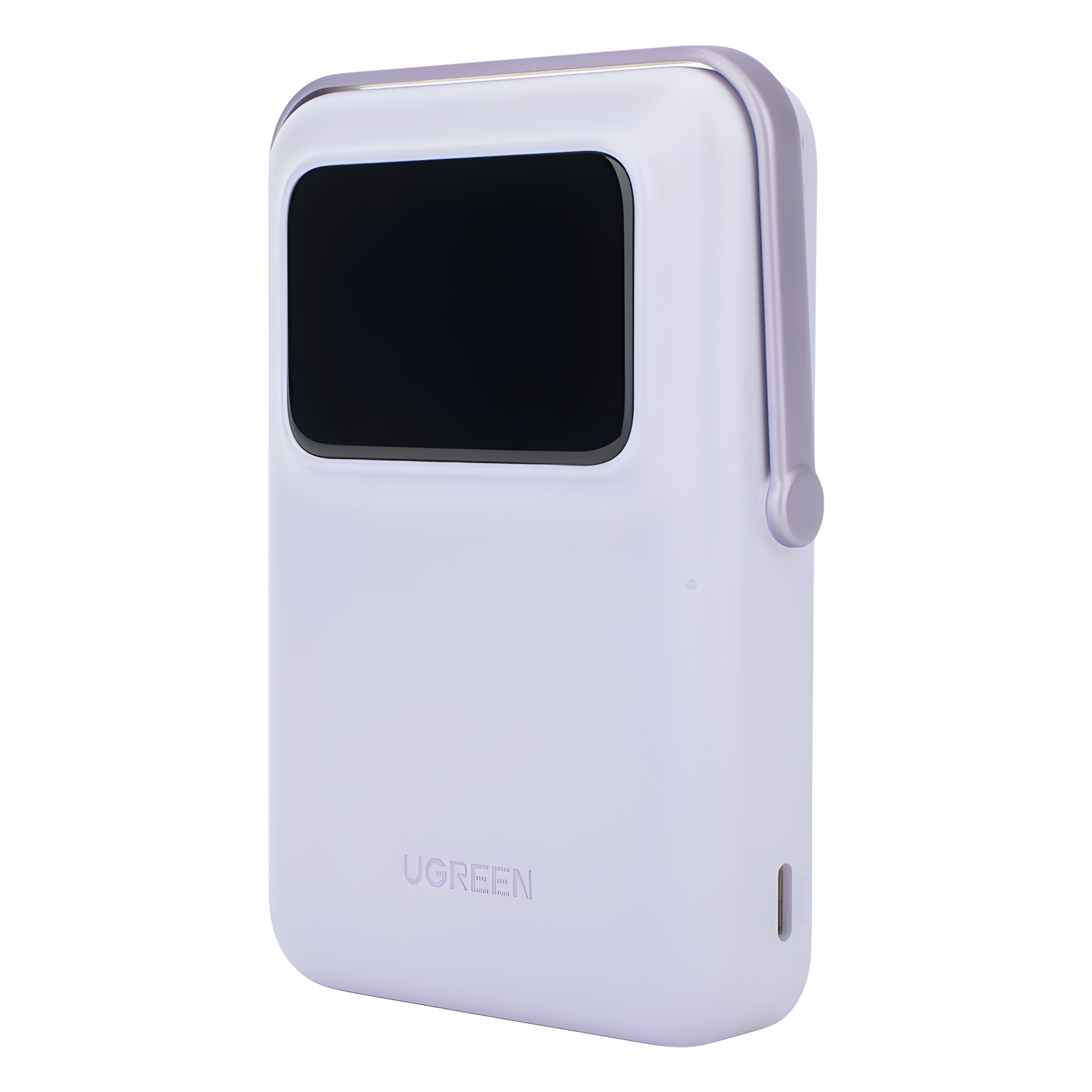 Power Bank Serie UNO Inalambrico | 10000mAh | 7.5W/20W | Con Emojis de Estado | Carga Rápida USB-C Bidireccional | Pantalla TFT Inteligente | Con Holder | Color Purple.