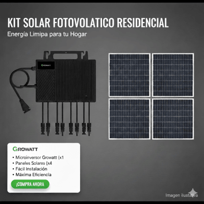 Kit Solar Interconexion / 2.5kW 220Vca / Microinversores Growatt / Montaje Incluido — GROWATT · SKU NEO2500MX2KIT