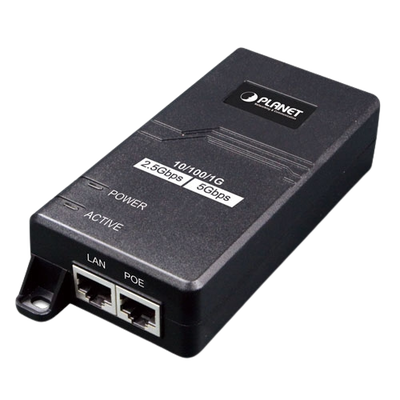 Inyector PoE 802.3 af/at, Hasta 30 W, con Puertos de 10/100/1000Mbps/ 2.5 Gbps/5 Gbps — PLANET · SKU POE-165
