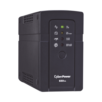 UPS de 650 VA/400 W, Topología Standby, Compacto, Entrada 120 Vca NEMA 5-15P, Con 3 Tomas Respaldo/Protección y 3 Tomas Solo Protección NEMA 5-15R
