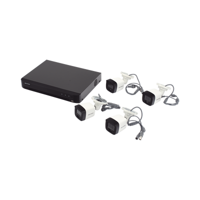 [Dual Light] Kit TurboHD 3K (5 Megapixel) / DVR 4 Canales / 4 Cámaras Bala para Exterior y Metal / Micrófono Integrado / Accesorios de Interconexión / Fuente de Poder