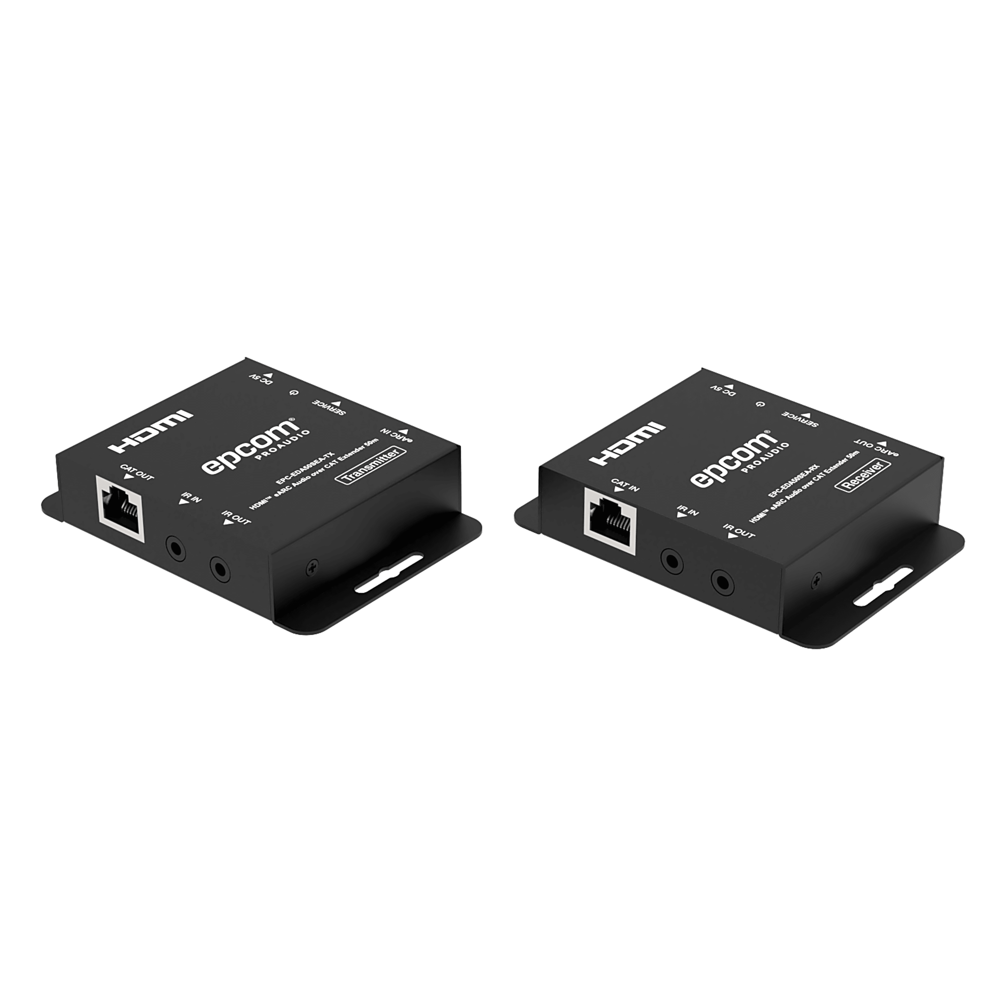 Extensor Audio HDMI eARC | 50 Metros | CAT5e/6 | Soporte Dolby Atmos DTS-HD | IR Bidireccional | CEC Passthrough | Carcasa Metálica — EPCOM PROAUDIO · SKU EPC-EDA50SEA