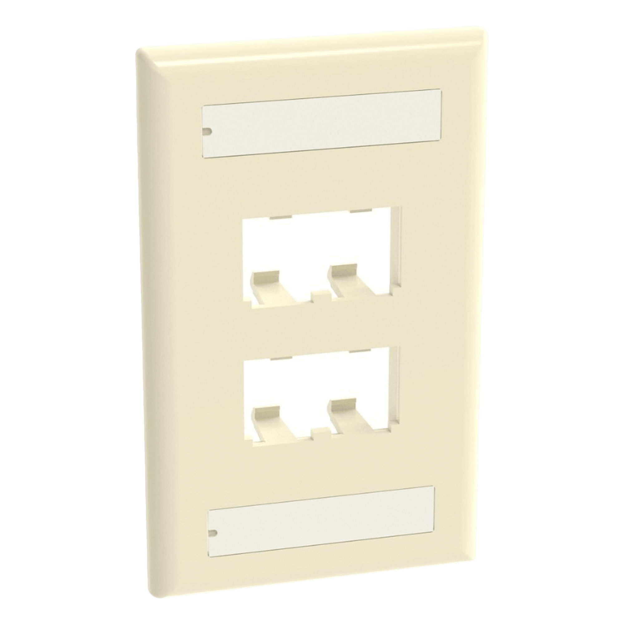 Placa de Pared Vertical Clásica, Salida Para 4 Puertos Mini-Com, Con Espacios Para Etiquetas, Color Marfil — PANDUIT · SKU CFPL4EIY