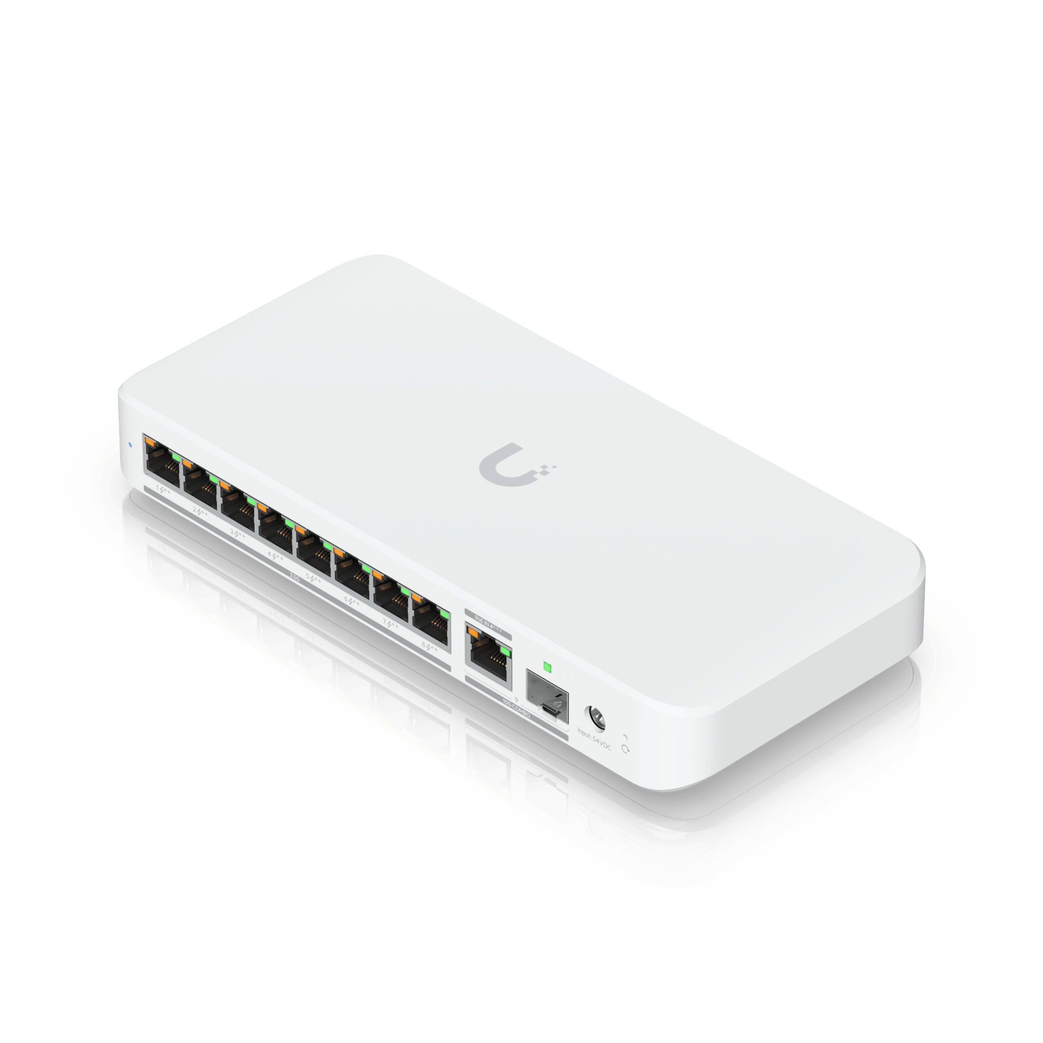 USW Flex 2.5G PoE Switch de 8 Puertos 2.5GbE PoE++, con un Puerto de Enlace Ascendente Combinado RJ45/SFP+ de 10 GbE (No incluye Adaptador ca/cc)