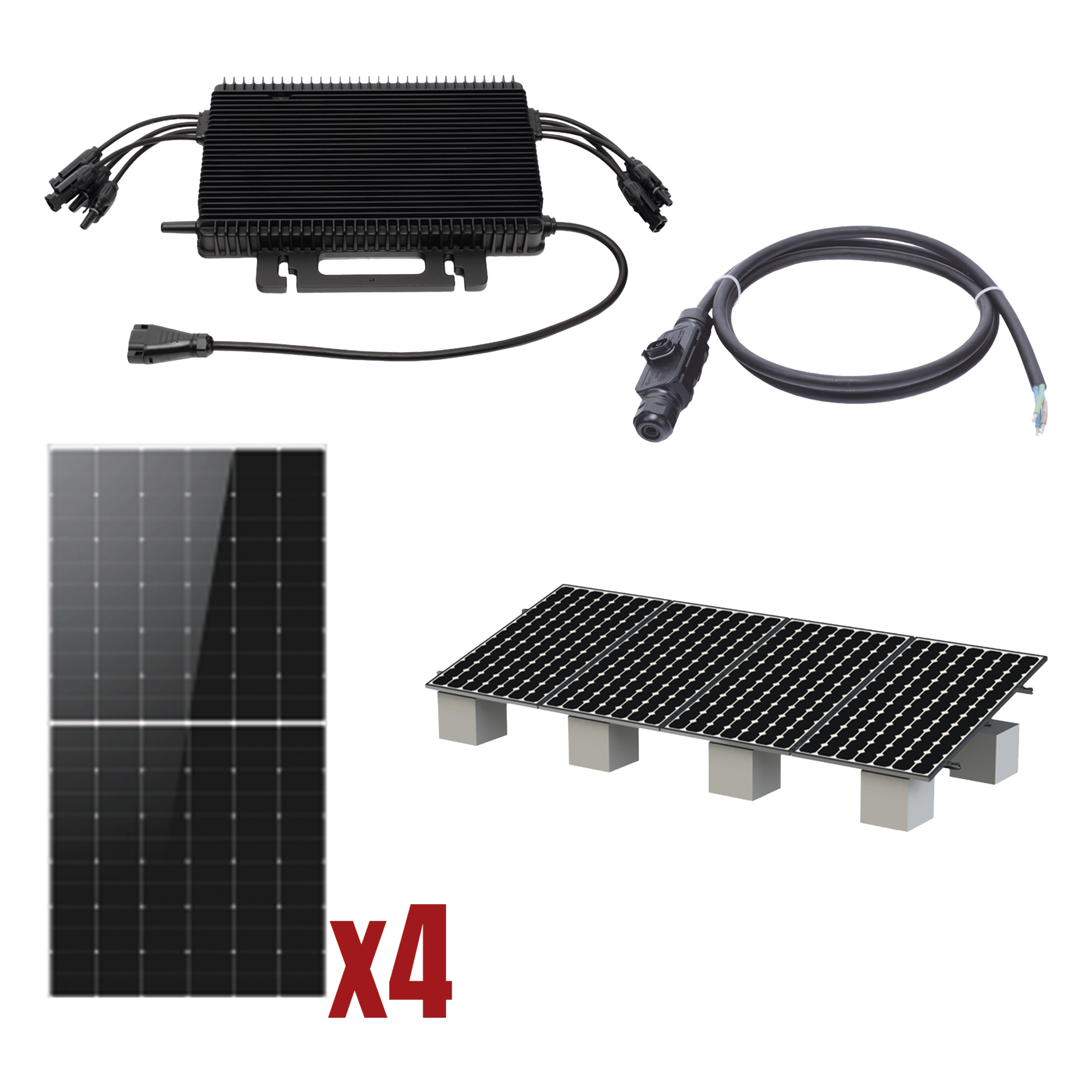 Kit Solar Interconexión / 2kW / 220Vca / 4 Módulos 645W / Microinversores / Montaje Incluido — HOYMILES · SKU HMS2000KIT1