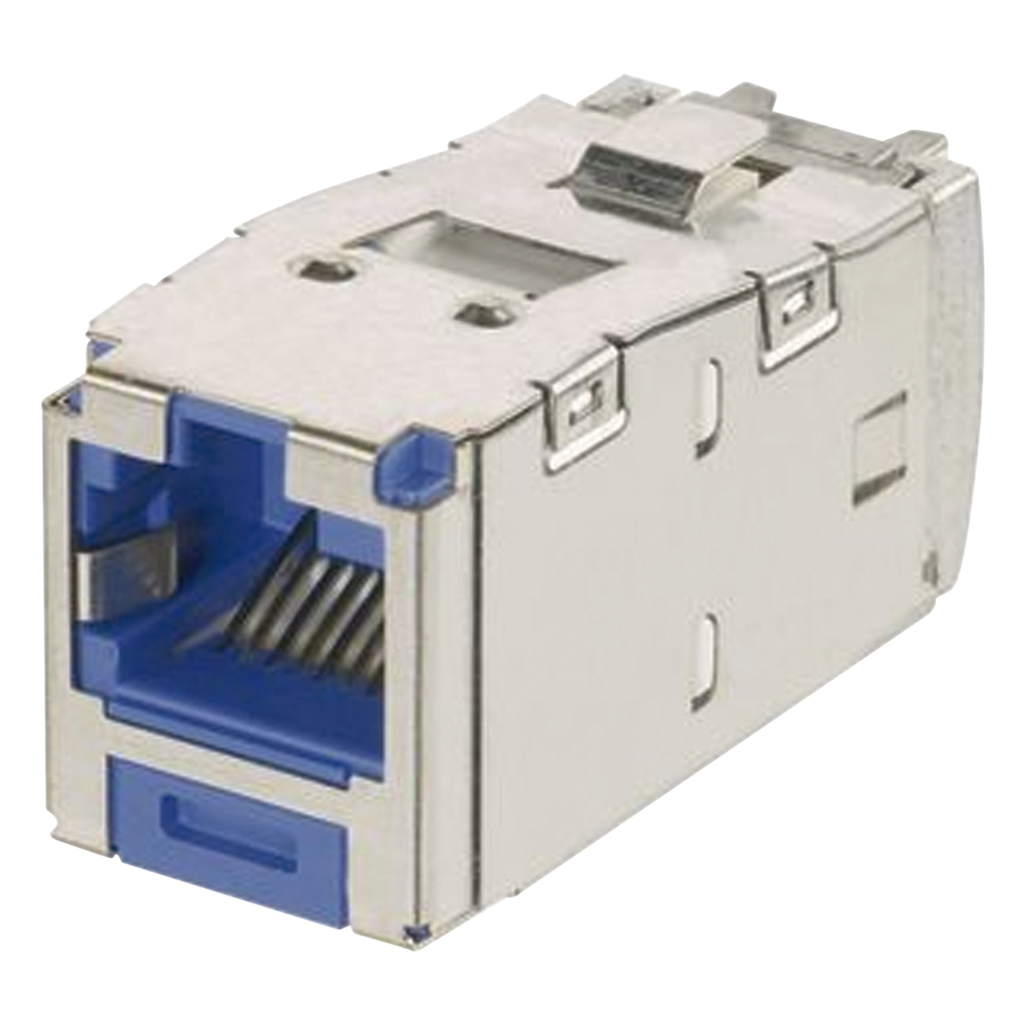 Conector Jack RJ45 Blindado, Llaveado Azul, Estilo TG, Mini-Com, Categoría 6A, de 8 Posiciones y 8 Cables, Color Azul — PANDUIT · SKU CJSK6X88TGBU