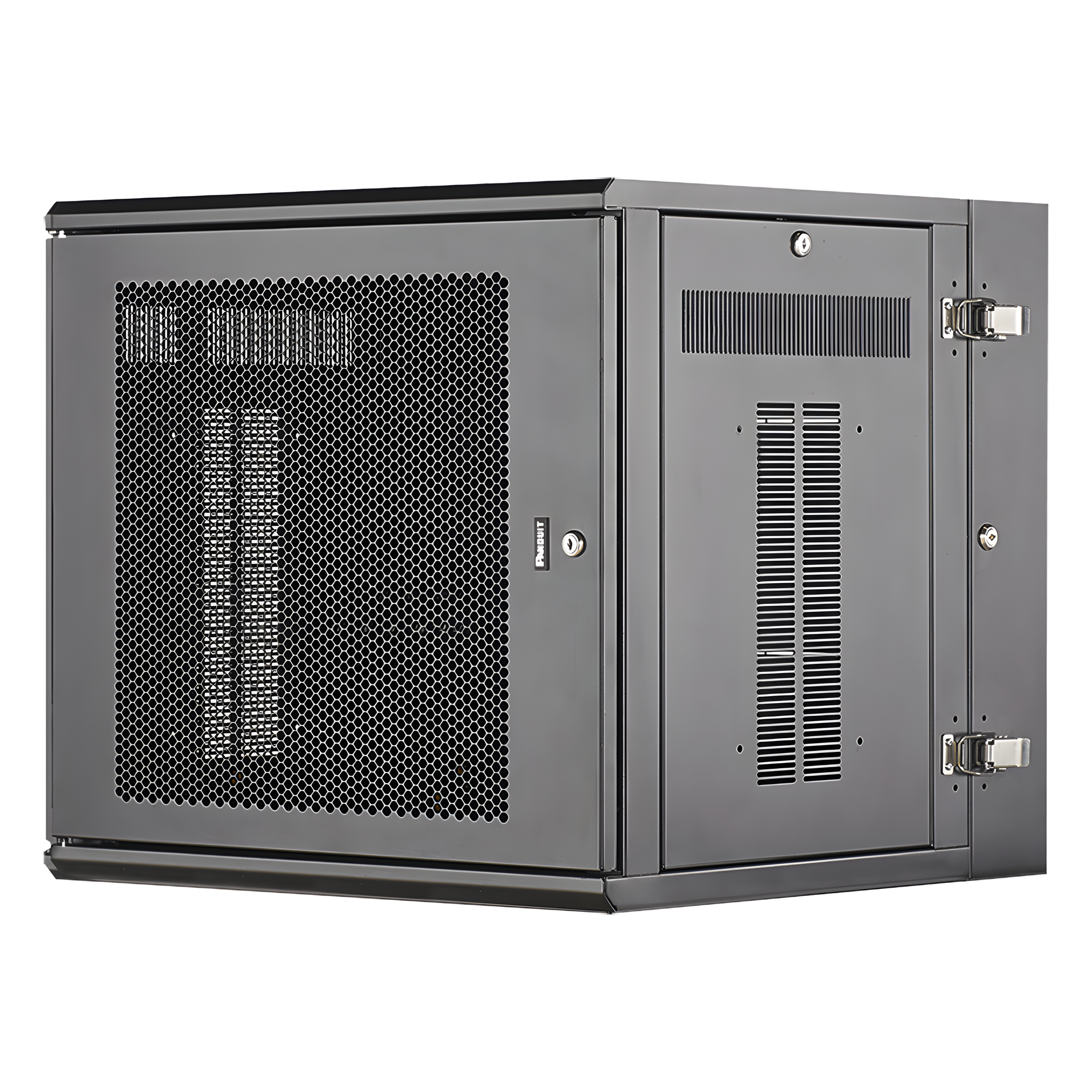 Gabinete PanZone de Montaje en Pared, de 19in, Puerta Ventilada, 12 UR, 635mm de Profundidad, Color Negro — PANDUIT · SKU PZWMC12P