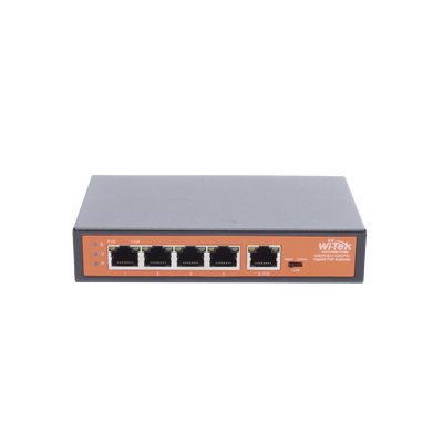 Extensor PoE / Entrada hasta 90 W / 4 puertos Gigabit PoE salida 802.3 af/at / Extensor PoE hasta 250 m / No administrable  — WI-TEK · SKU WIPE51G