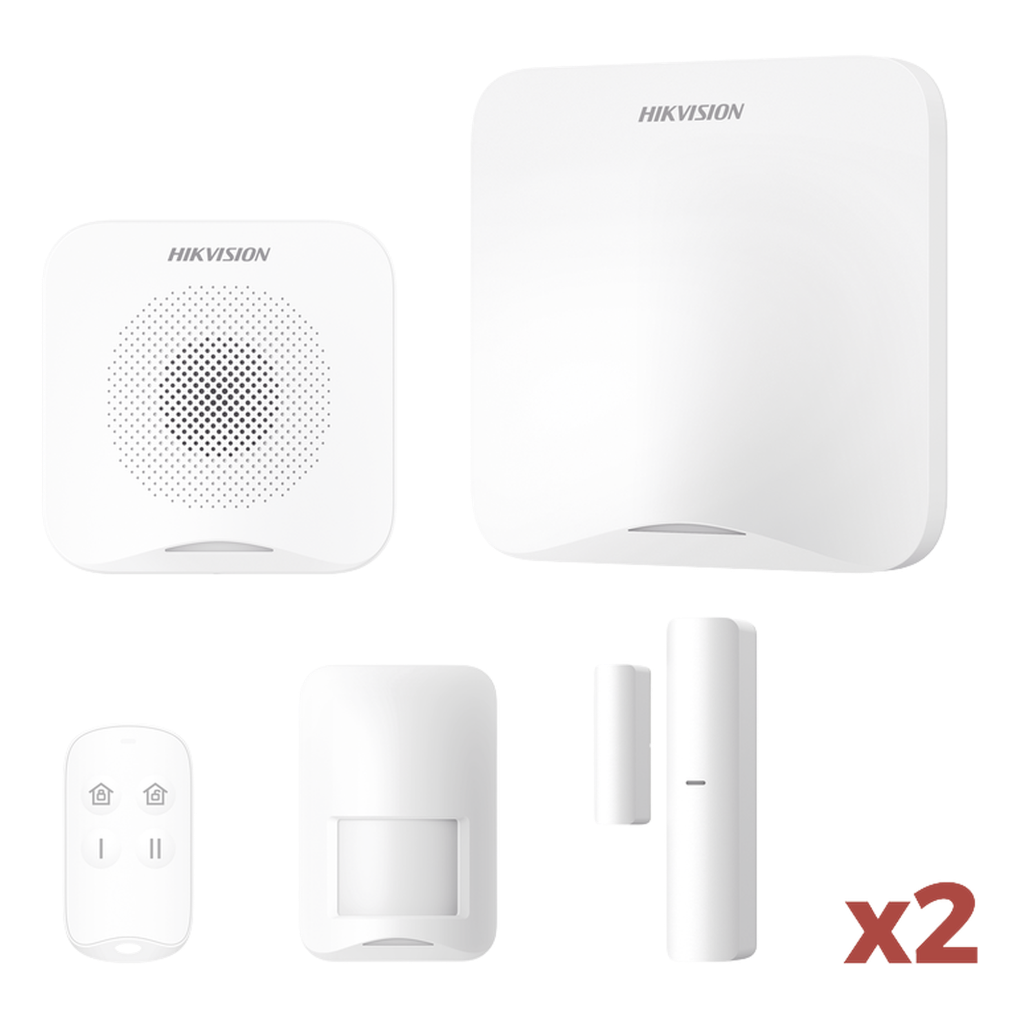 (AX HOME) KIT de Alarma AX HOME / Incluye: 1 Hub con batería de respaldo / 1 Llavero / 1 PIR / 2 Contactos Magnéticos / 1 Sirena / Wi-Fi / 3G/4G / Compatible con Hik-Connect P2P y Hik-Partner PRO — HIKVISION · SKU AXHOME-KIT-GSM