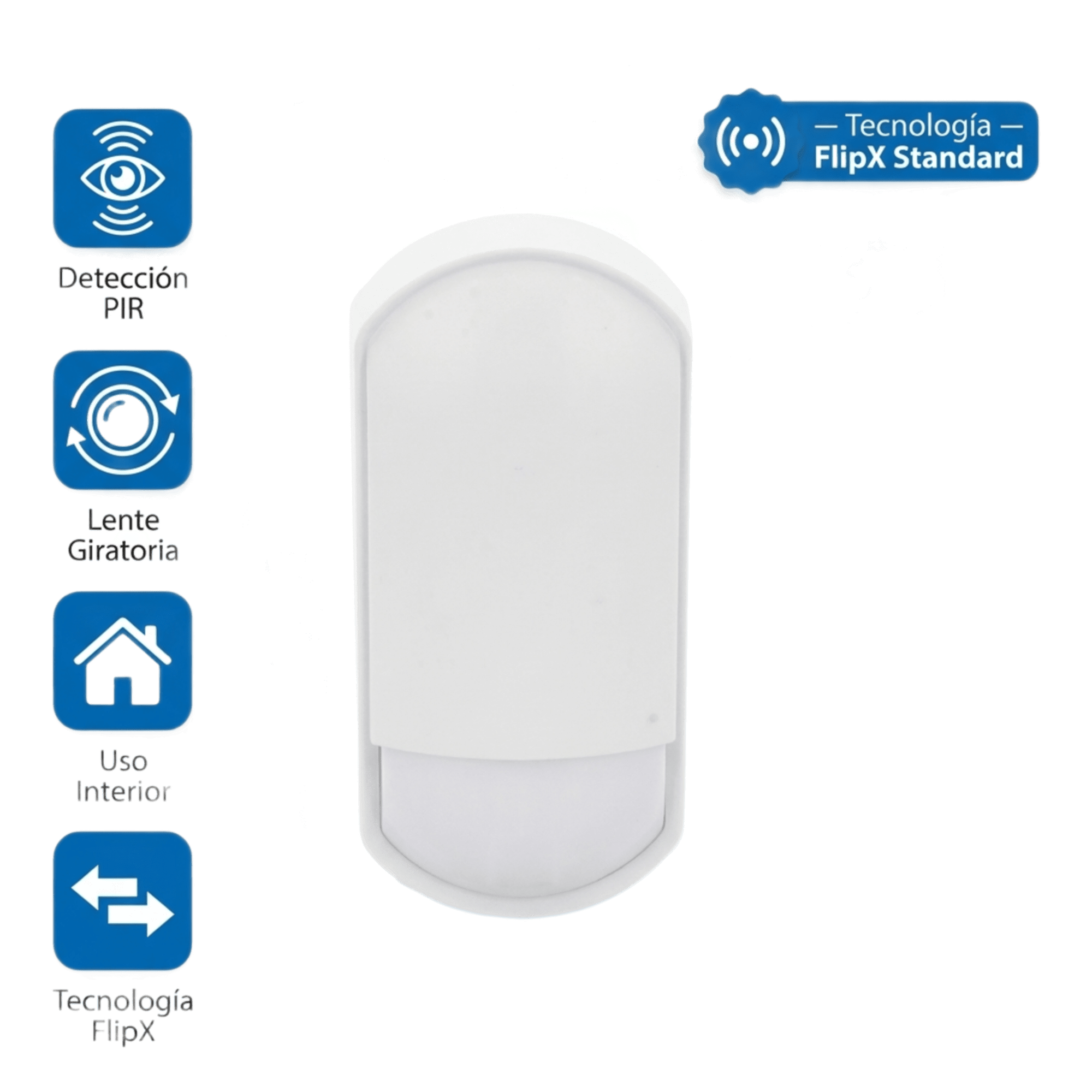 OPTEX FLX-S-ST / Detector PIR Interior FlipX Standard / Lente Giratoria 180° / Doble Patrón de Detección / Sensor Piroeléctrico · SKU FLX-S-ST