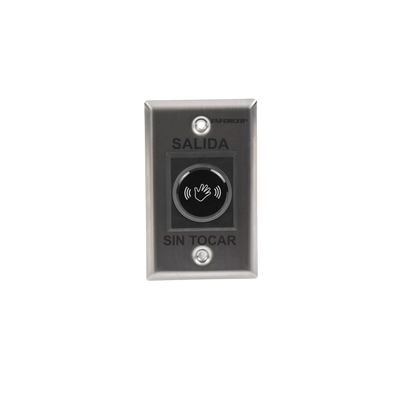 Botón de Salida sin Contacto / Sensor IR / Iluminado / Normalmente Abierto y Cerrado / Distancia Ajustable de Detección / Rele Ajustable de 0.5 a 30 Segundos / Uso Interior