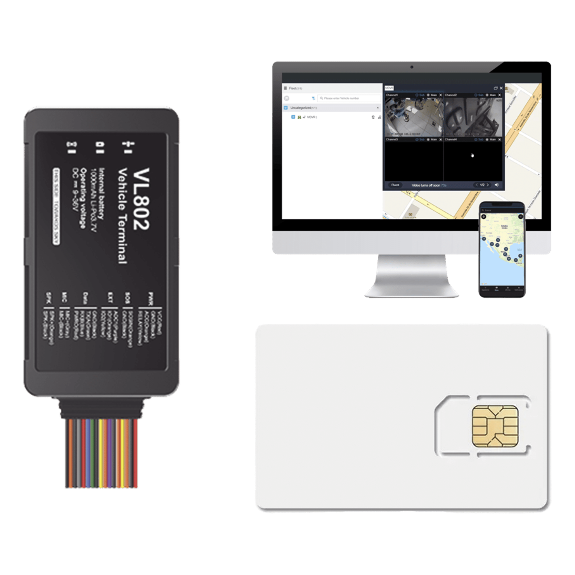 Kit localizador vehicular / 4G LTE / BLE / RS485 / Audio dos vias (requiere accesorios) / incluye SIM500MB2Y y Plataforma EPCOMGPSCODE / Compatble con UL212 Sensor ultrasonico — JIMIIOT · SKU VL802KIT2