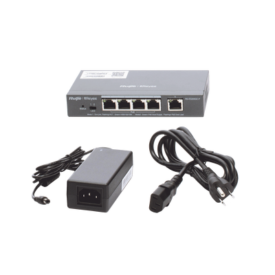 Switch Administrable PoE con 5 puertos Gigabit, 4 PoE 802.3af/at, gestión gratuita desde la nube, 54w
