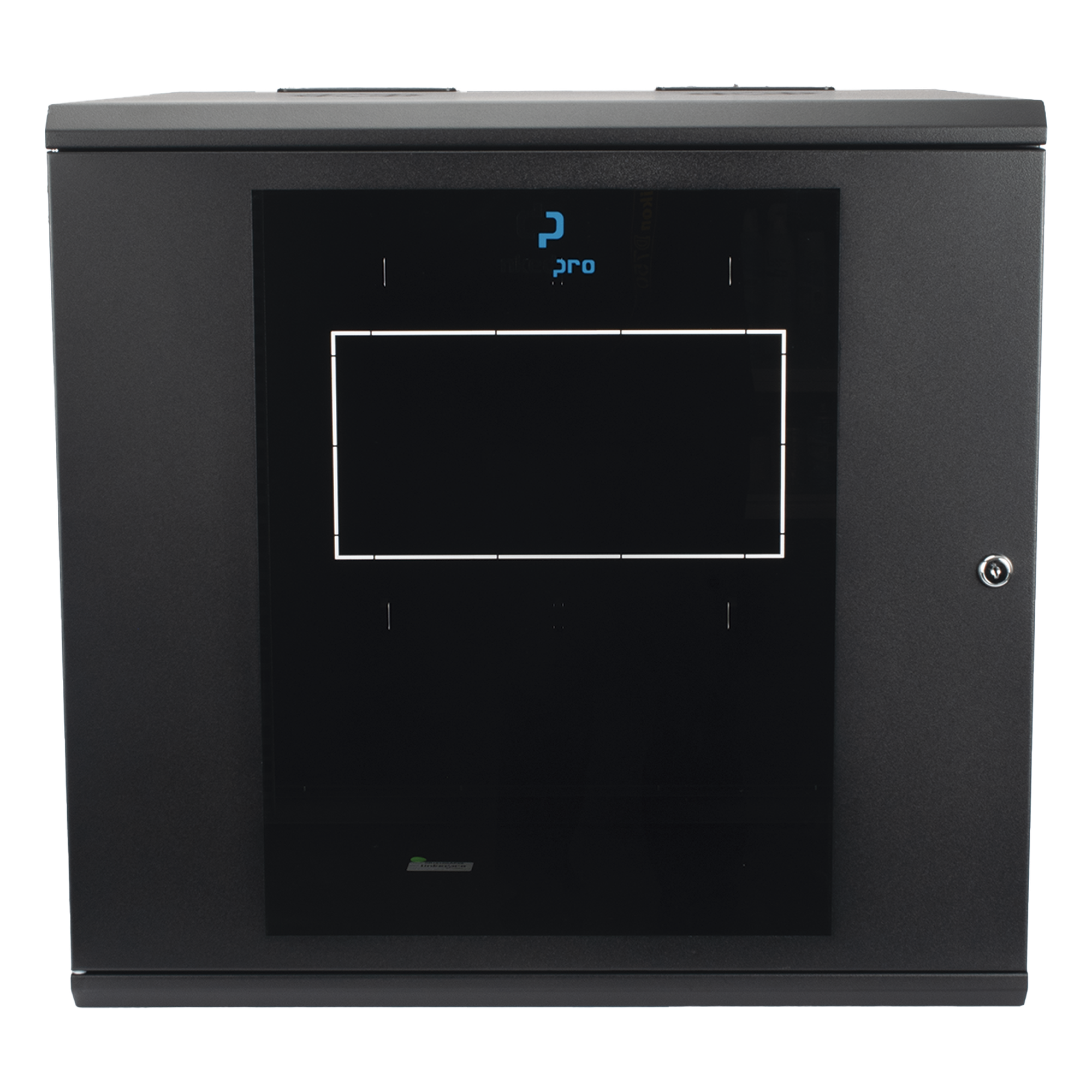Gabinete Abatible de Pared (Con Marco Trasero) con Rack 19" de 12 Unidades. Ventana de Cristal Templado.