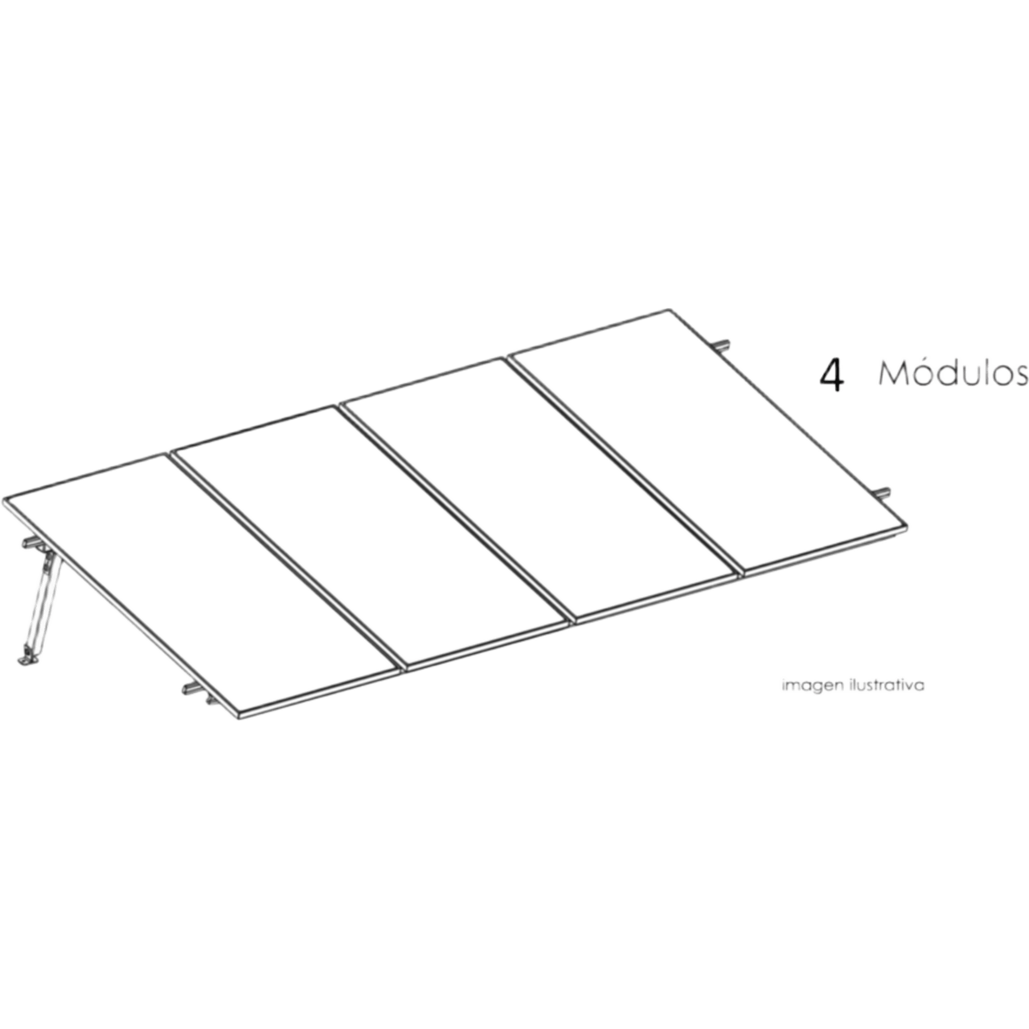 Sistema de Montaje Solar / Techo Plano / 4 Módulos / Resistencia 140 km/h / Inclinación 15° / Rieles 4.72 m (15.5 ft)