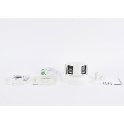 [PROTECCIÓN ACTIVA] Turret IP Panorámica 8 Megapíxel / 2 Lentes 4 mm (180°) / Imagen a Color 24/7 (ColorVu) / PoE / WDR 130° / IP67 / ACUSENSE / Luz Estroboscópica y Alarma Audible / 30 mts Luz Blanca / Micro SD