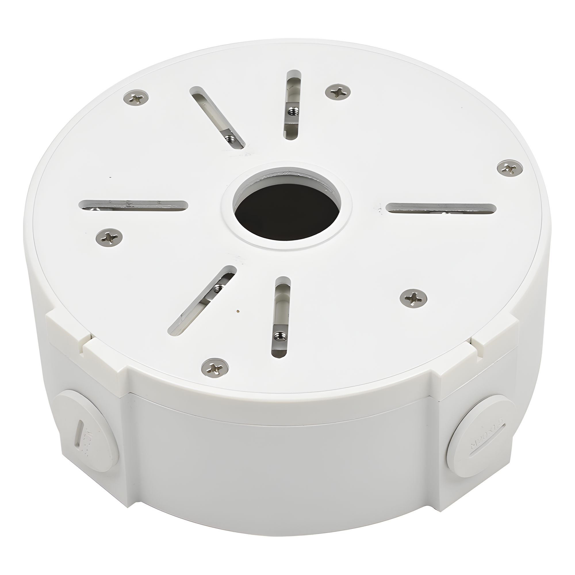 Caja de Conexiones Universal / Uso en Interior / Fabricada en Metal / Color Blanco / Uso en Bala - Domo - Turret / Conexión 3/4 — SYSCOM VIDEO · SKU XGA130