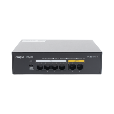 Switch PoE+ no Administrable, 6 Puertos 10/100 Mbps, hasta 54 Watts