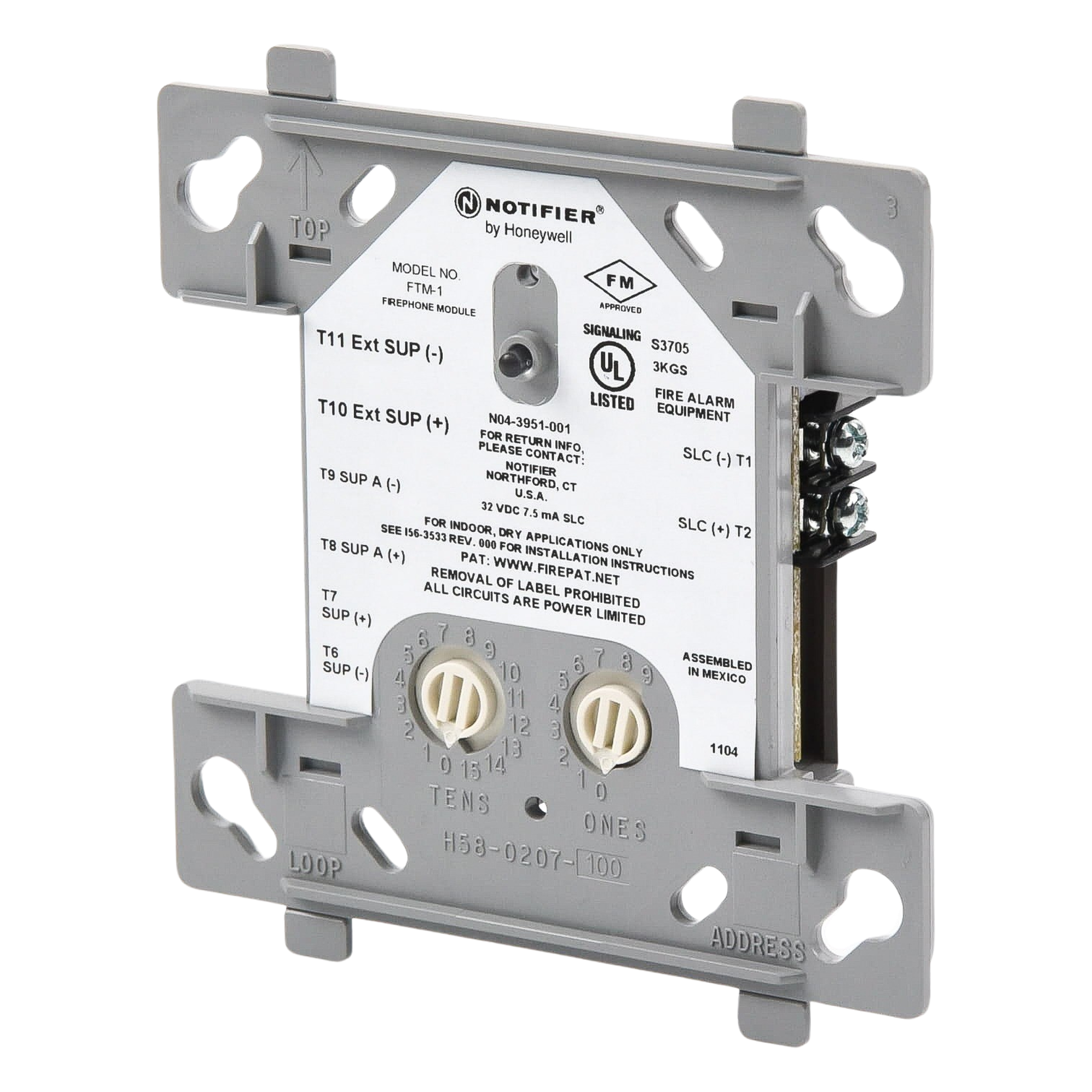 Módulo de Control Direccionable / Teléfono de Bomberos / 2 Circuitos Estilo Y/Z / FlashScan / Alimentación SLC 2 Hilos