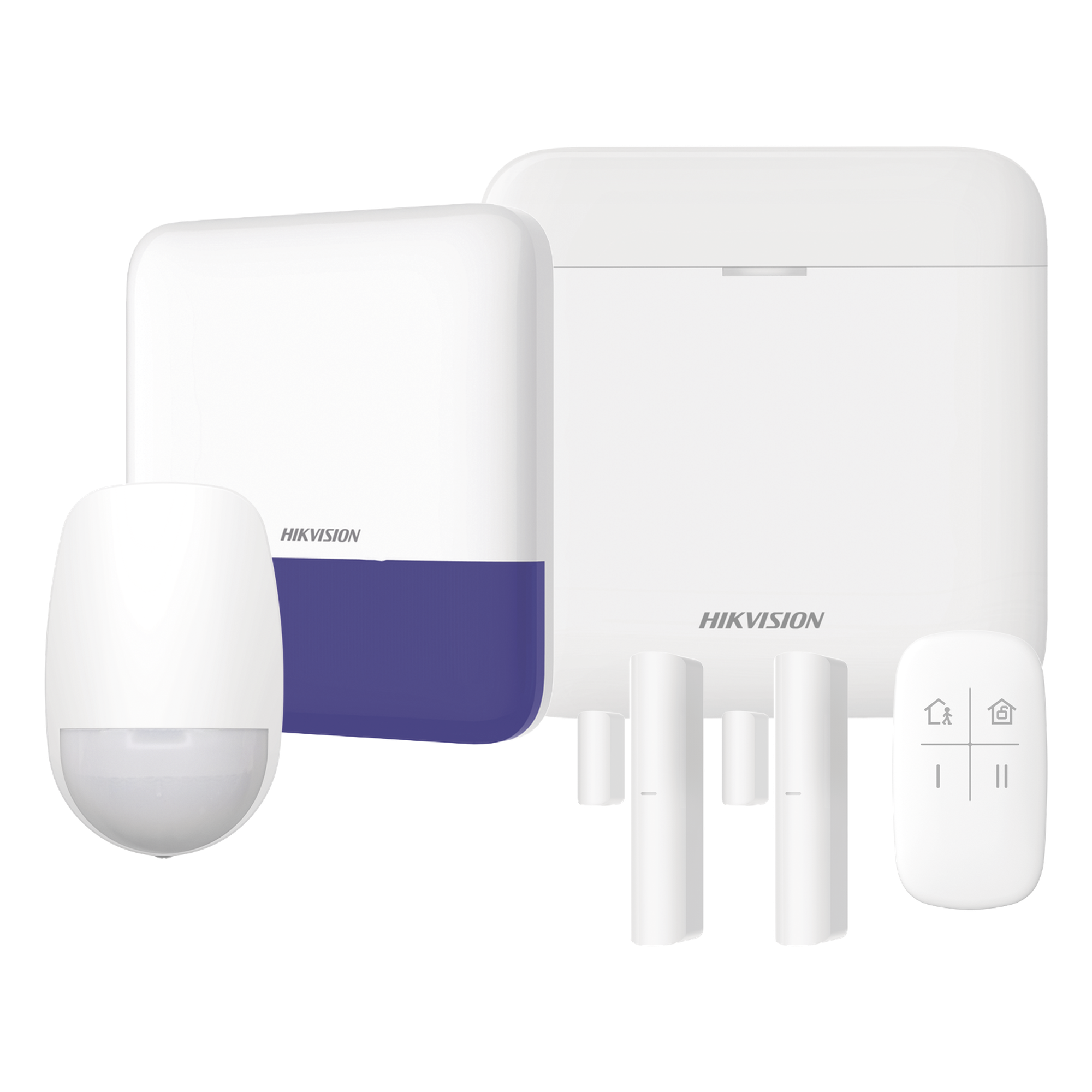 (AX PRO) KIT de Alarma AX PRO / Incluye: 1 Hub con bateria de respaldo / 1 Sensores PIR / 2 Contactos Magnéticos / 1 Control Remoto / 1 Sirena Inalambrica Exterior / WiFi / Compatible con Hik-Connect P2P — HIKVISION · SKU AXPRO-KIT