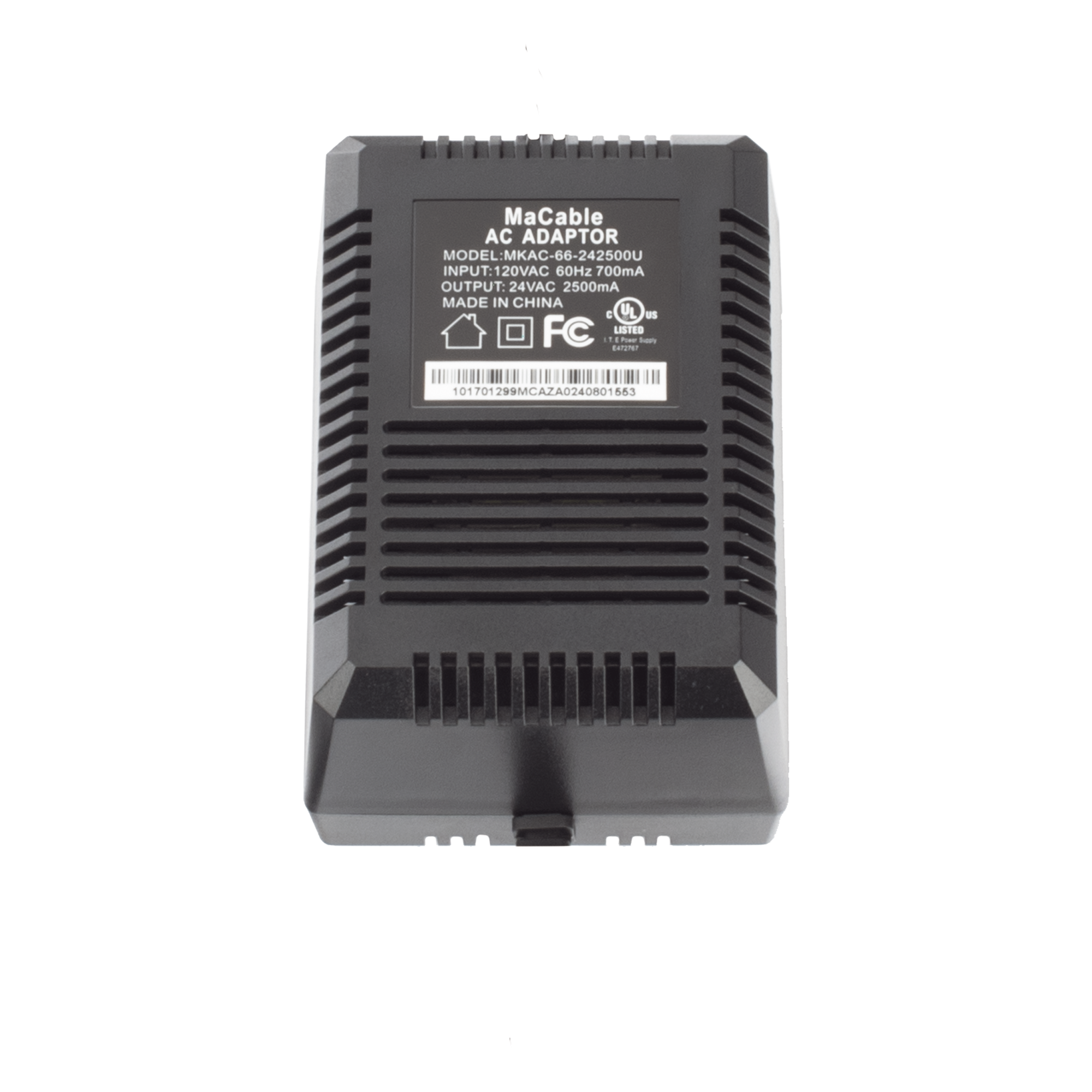 Transformador de 24 VCA / 2.5 Amp (60 VA) / Multiples Usos / Recomendado para PTZ TURBOHD e IP / Interior — HIKVISION · SKU MKAC-66-242500U