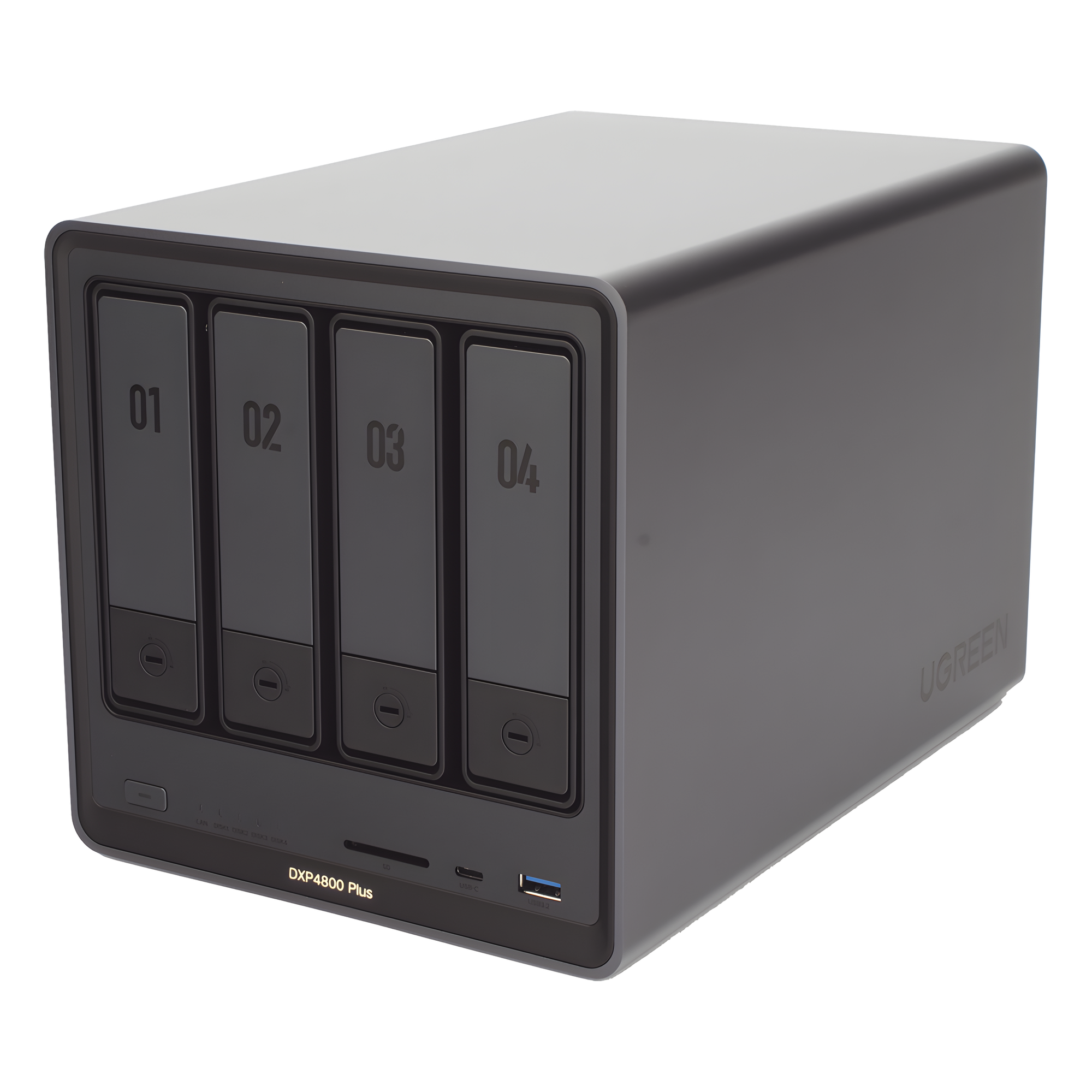 NAS UGREEN NASync DXP4800 Plus / Procesador Intel Pentium Gold 8505 5 Núcleos / 4 Bahías SATA + 2 M.2 NVMe PCIe 4.0 / 8GB DDR5 Expandible a 64GB / 10GbE + 2.5GbE / USB 3.2 Gen 2 Tipo C / HDMI 4K / Sistema Almacenamiento Conectado Red