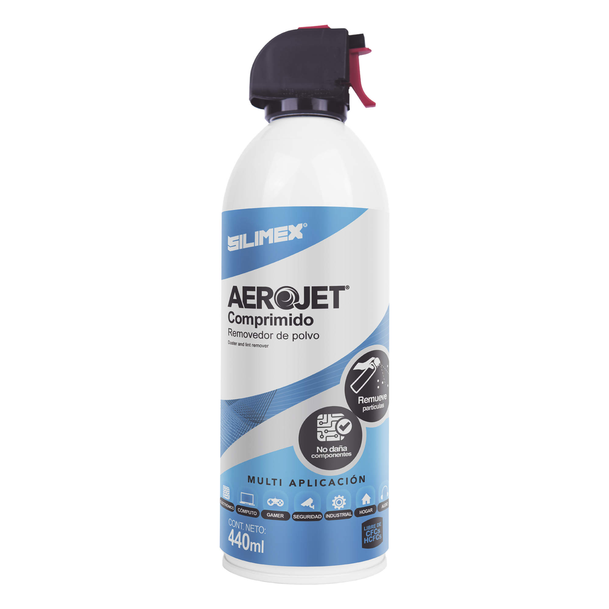 Removedor de Polvo y Residuos (Aire Comprimido) para Limpieza de Equipos Electrónicos, 440 ml — SILIMEX · SKU AEROJET-440