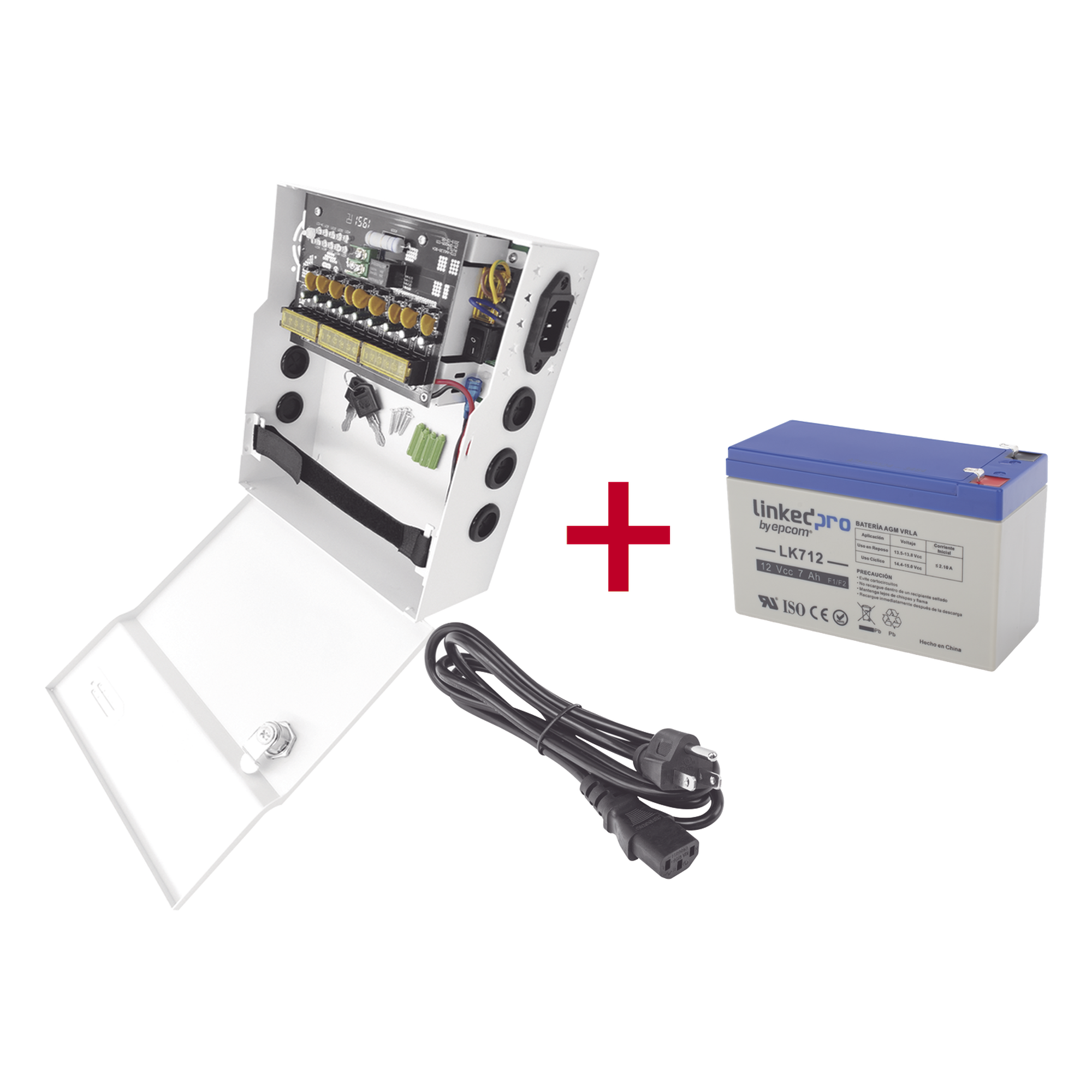 Kit / Fuente PLK12DC8ABK + Batería incluída LK712 — EPCOM POWERLINE · SKU PLK12DC8ABK/K
